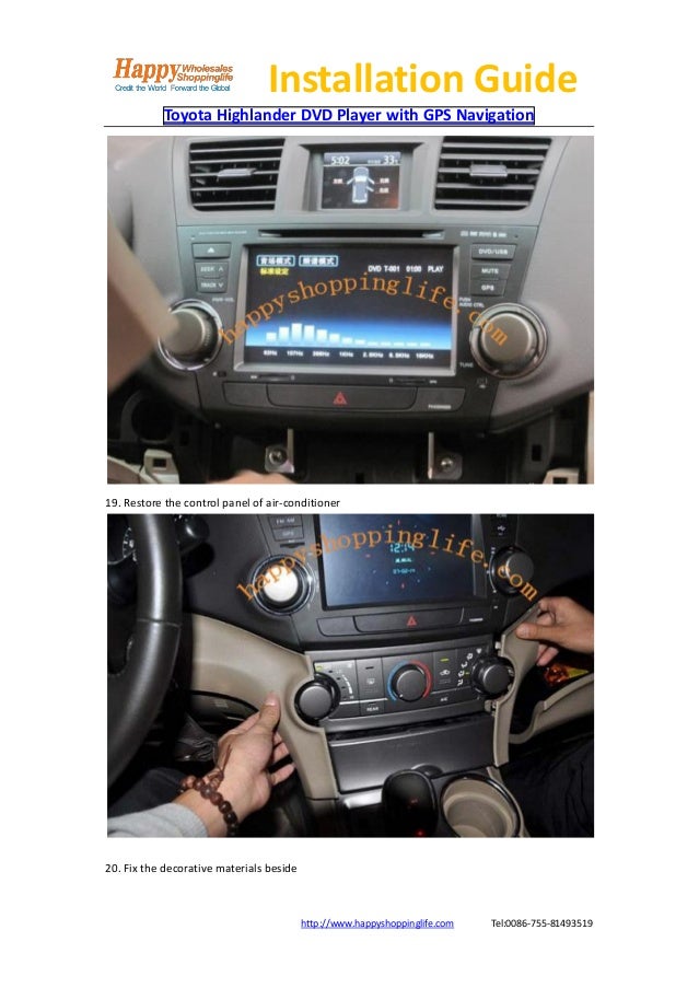 Toyota highlander dvd player gps navigation installation guide