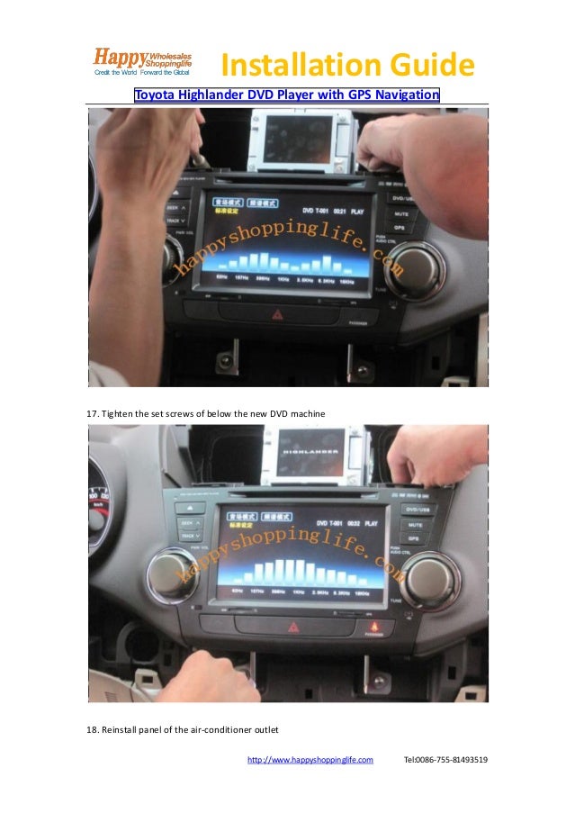 Toyota highlander dvd player gps navigation installation guide