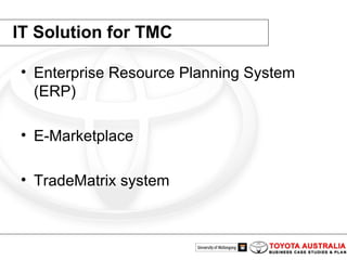 IT Solution for TMC Enterprise Resource Planning System (ERP) E-Marketplace  TradeMatrix system  