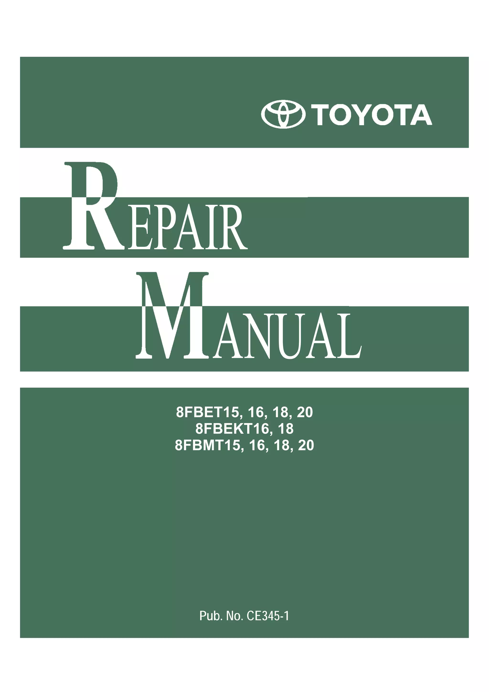 Toyota 8 fbet15 forklift service repair manual | PDF