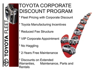 Toyota Corporate Discount Program Final | PPTX | Automotive Industry ...