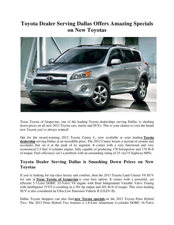 Dallas Toyota Dealers >> Toyota Dealer Serving Dallas Offers Amazing Specials On Dallas Toyota Dealers >> Toyota Dealer Serving Dallas Offers Amazing Specials On