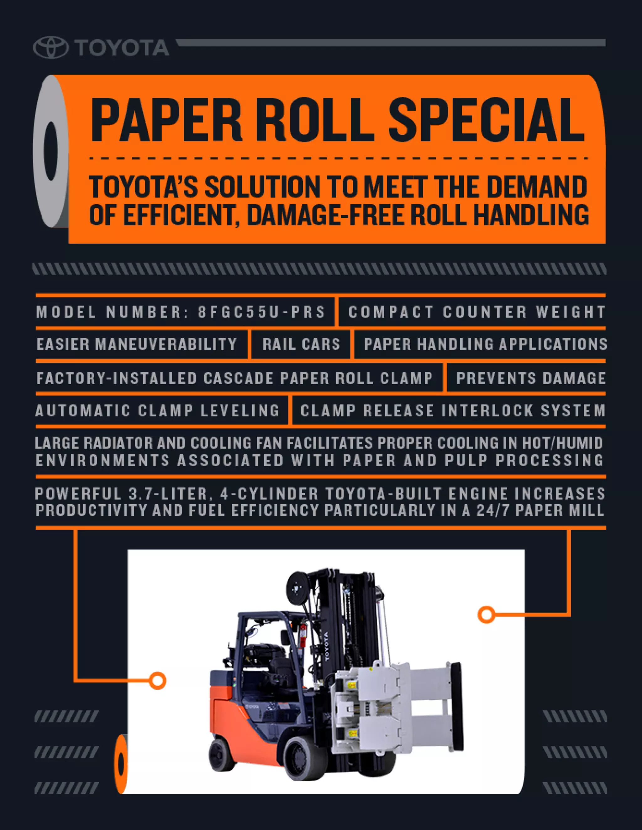 Telehandler Paper Clap Toyota Forklift Paper Roll Clamp Infographic | PDF | Mechanical and ...