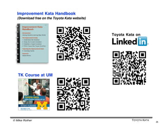 © Mike Rother TOYOTA KATA
25
The Toyota Kata Website
FURTHER RESOURCES
Click each item or scan the code for a link to that resource
Essential Books
 