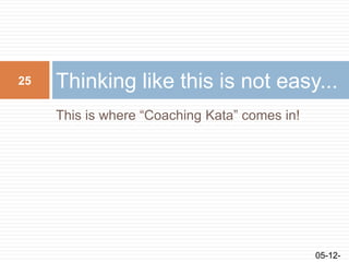 This is where “Coaching Kata” comes in!
Thinking like this is not easy...
05-12-
25
 