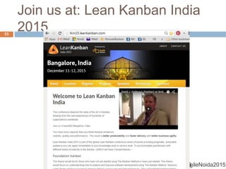 @sudiptal #AgileNoida2015
Join us at: Lean Kanban India
2015
05-12-2015
33
 