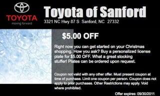 Toyota Personalized License Plate Special NC | Toyota Dealer near Raleigh