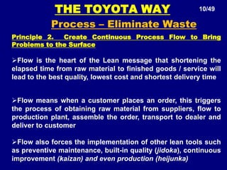 Striving for Excellence (Long term)THE TOYOTA WAY 05/49Objectives of TPSEliminating wasted time and resources