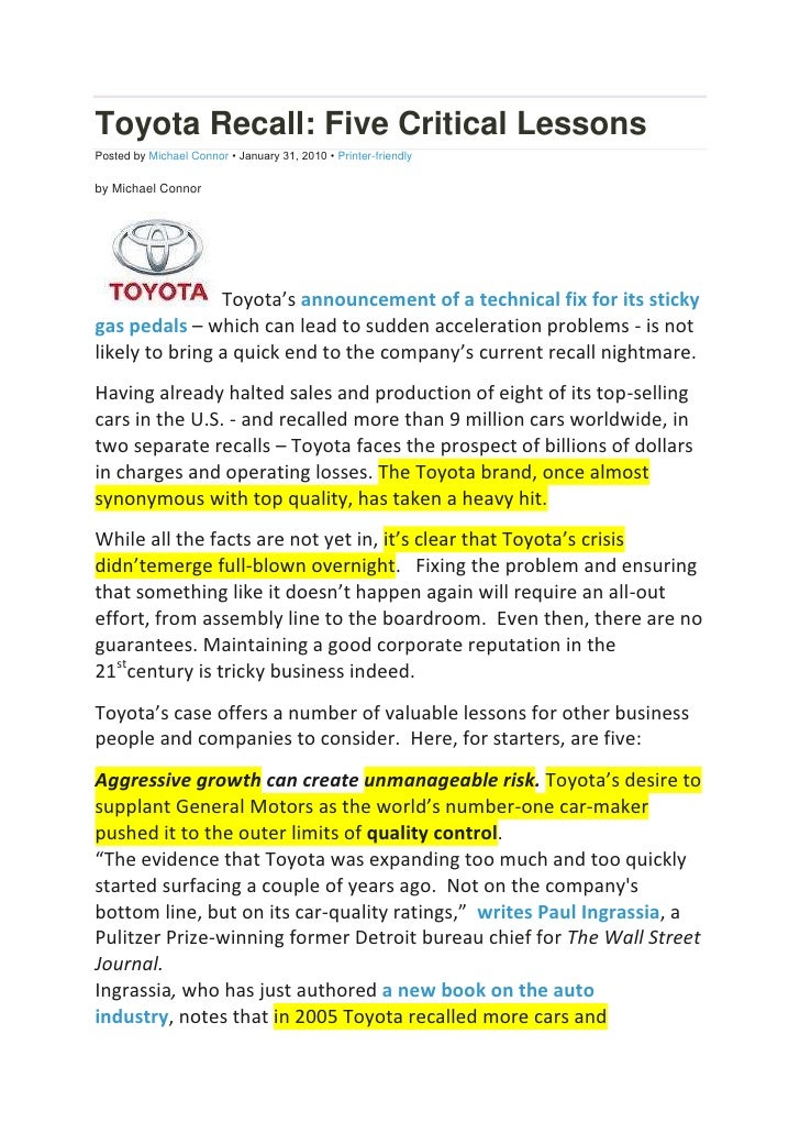 toyota recall case study pdf