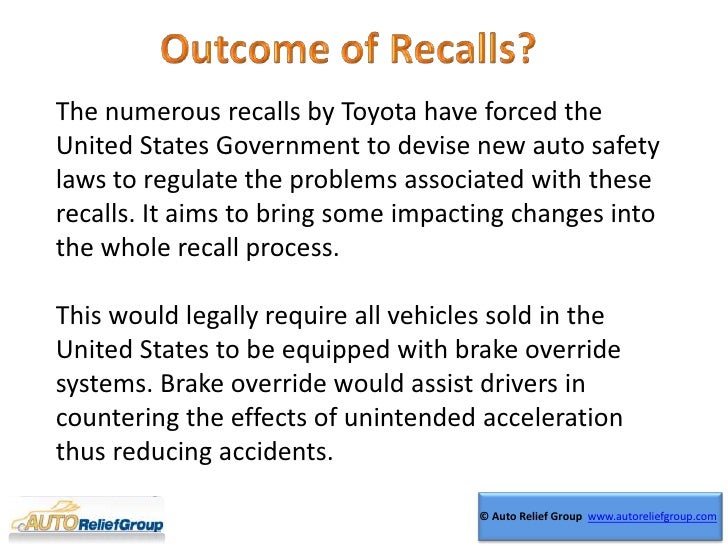 Toyota recalls fuel new auto safety laws