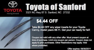 Toyota Wipers Sale Special NC | Toyota Dealer near Raleigh