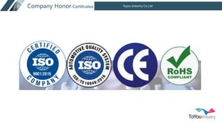 Toyou Industry Co.,Ltd
Company Honor-Certificates
 
