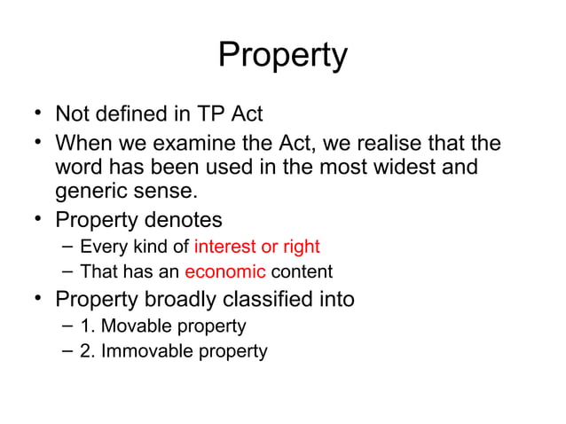Topic 1 Movable And Immovable Property PPT