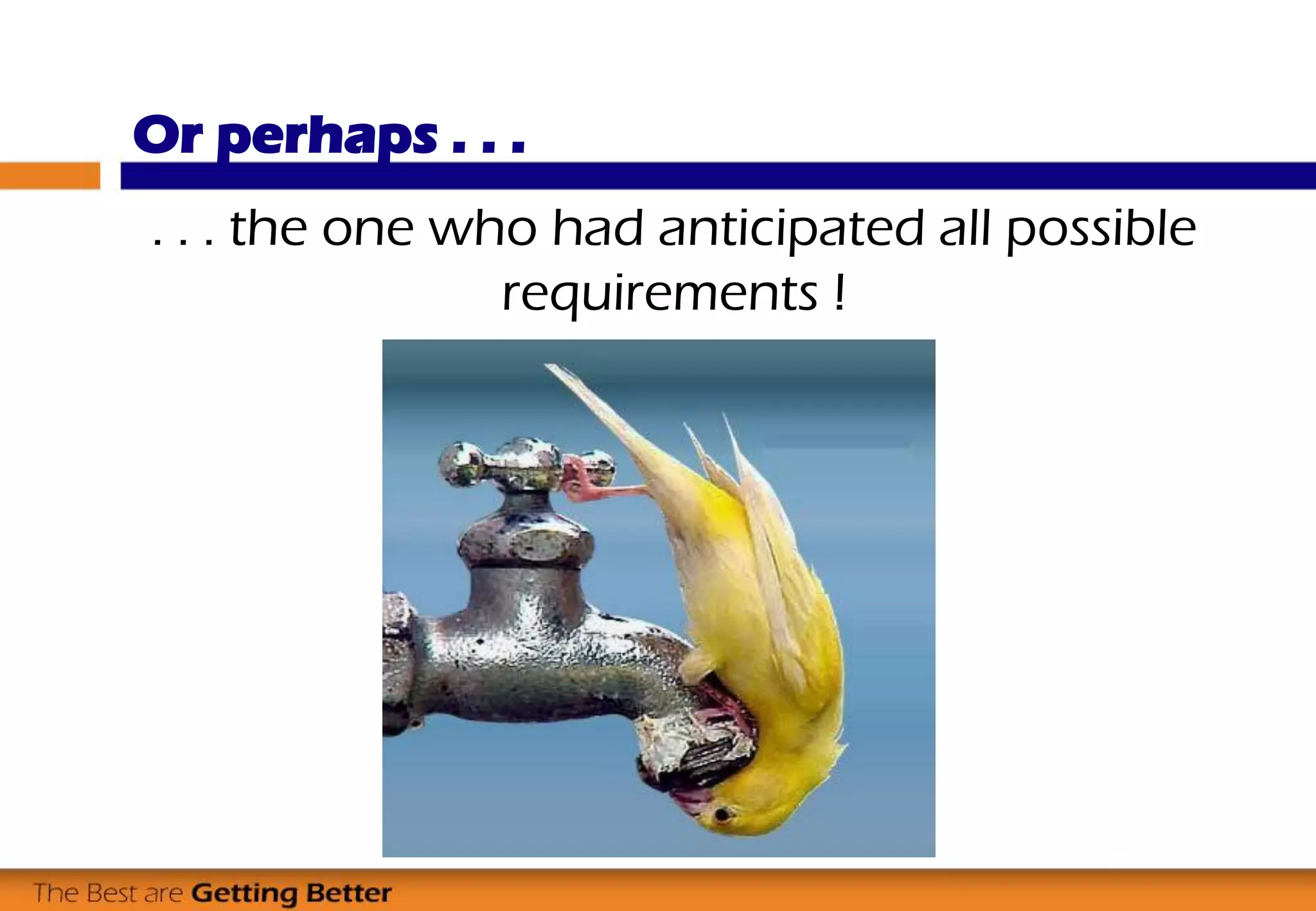 Or perhaps . . .
94
. . . the one who had anticipated all possible
requirements !
 