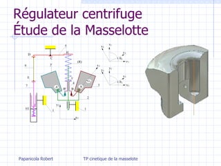 Régulateur centrifuge Étude de la Masselotte Papanicola Robert TP cinetique de la masselote 