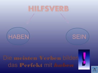 HABEN SEIN
Die meisten Verben bilden
das Perfekt mit haben
 