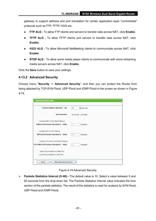 Protect Interval In Router TP Link N750 WDR-4300 Router User Guide | PDF