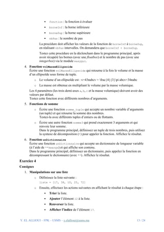 Travaux Pratiques Python : Exercices Progressifs sur les Structures ...