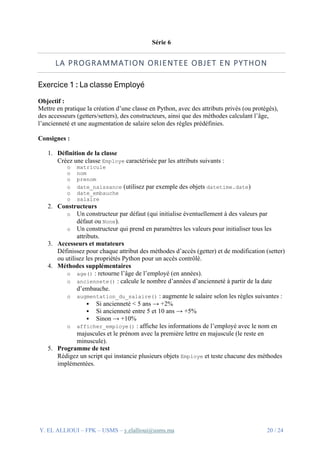 initialiser une classe python | constructeurs de... Travaux Pratiques Python : Exercices Progressifs sur les Structures ...