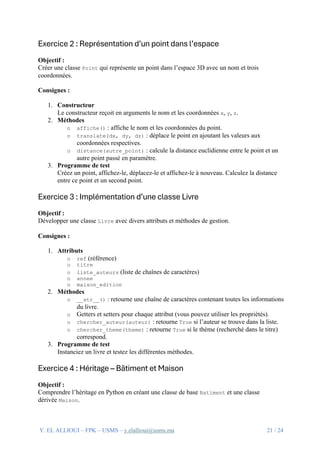 Travaux Pratiques Python : Exercices Progressifs sur les Structures ...