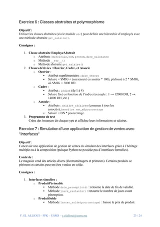 Travaux Pratiques Python : Exercices Progressifs sur les Structures ...