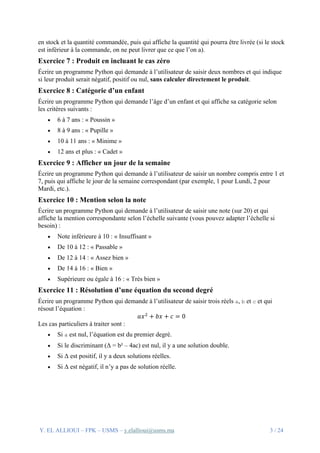 Travaux Pratiques Python : Exercices Progressifs sur les Structures ...