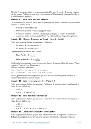 Travaux Pratiques Python : Exercices Progressifs sur les Structures ...