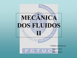MECÂNICA
DOS FLUIDOS
     II
        Trabalho realizado por:
          Agnelo Canas
           Miguel Santos
 