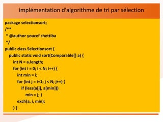 L’analyse et Expérimentation de algorithme du Tri par sélection | PPT