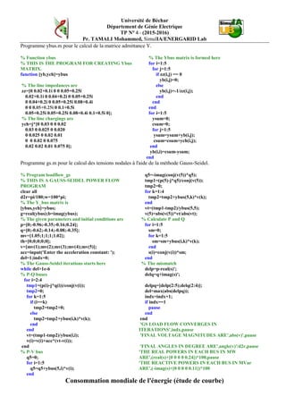 Université de Béchar
Département de Génie Electrique
TD N°3 - (2016-2017)
Pr. TAMALI Mohammed, SimulIA/ENERGARID Lab.
Théorie des systèmes pour la modélisation des réseaux électriques
Ex1 :
Soit le système RESEAU suivant auquel est sujet d'une investigation dans
le but d'une amélioration des performances.
En utilisant la théorie des systèmes, donner des représentations simplifiées
du réseau.
Ex2 :
Soit à quantifier, le temps à récupérer pour permettre à un jeune étudiant
de promouvoir un projet commercial.
Donner un modèle mathématique illustrant cette situation.
Autrichien [1901 1972
Biologie, Écologie, Médecine,
Psychologie, Théorie générale des systèmes
v=Vj - (k1*vfm+k2*ved+k3*vspr+k4*vsom+k5*tm+k6*vlect+k7*vassoc)
Document à voir sur slideshare.net/mtamali
Pour une didactique BIO (Pédagogie & Efficaité energetique)
 