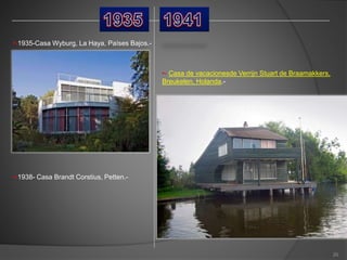 •-1935-Casa Wyburg, La Haya, Países Bajos.-
•-1938- Casa Brandt Corstius, Petten.-
•- Casa de vacacionesde Verrijn Stuart de Braamakkers,
Breukelen, Holanda.-
20
 