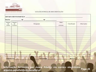 Informação fornecida por Joana Ribeiro via correio electrónico  [email_address]   