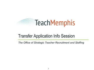 Transfer Application Info Session The Office of Strategic Teacher Recruitment and Staffing 