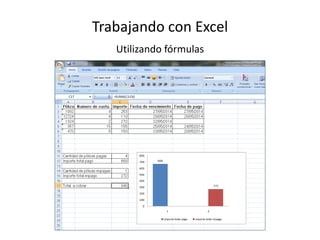 Utilizando fórmulas
Trabajando con Excel