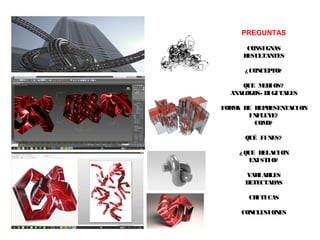  
PREGUNTAS
CONSIGNAS
RESULTANTES
¿CONCEPTO?
QUE MEDIOS?
ANALOGOS- DIGITALES
FORMA DE REPRESENTACION
INFLUYE?
COMO?
QUÉ FINES?
¿QUE RELACION
EXISTIO?
VARIABLES
DETECTADAS
CRITICAS
CONCLUSIONES
 