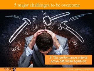 marketing management consultants
5 major challenges to be overcome
2. The performance criteria
prove difficult to agree on
 