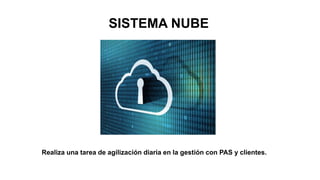 SISTEMA NUBE
Realiza una tarea de agilización diaria en la gestión con PAS y clientes.
 