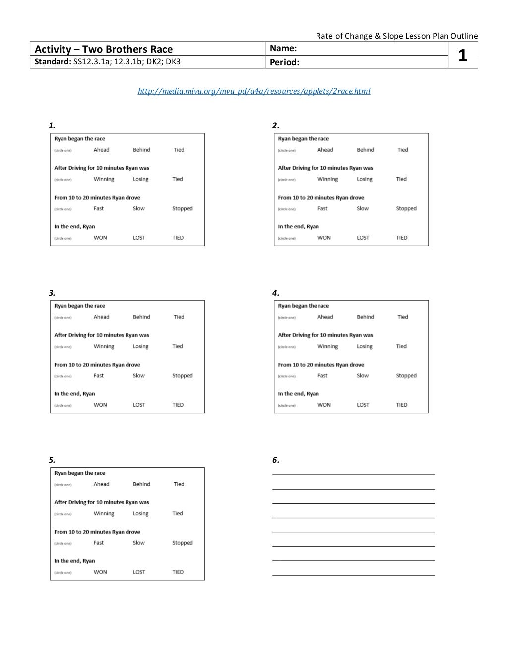 Rate of Change Lesson Plan