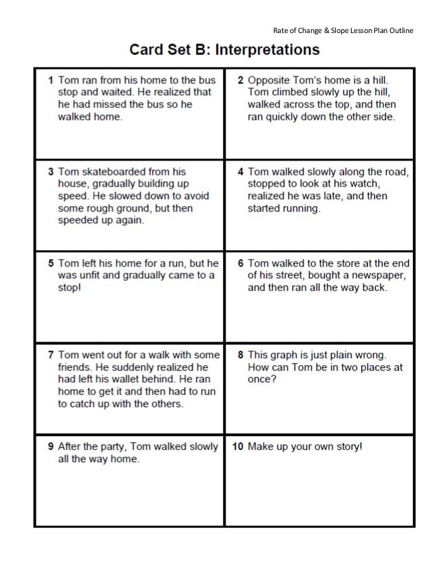 Rate of Change Lesson Plan
