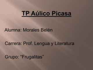 TP Aúlico Picasa

Alumna: Morales Belén

Carrera: Prof. Lengua y Literatura

Grupo: “Frugalitas”
 