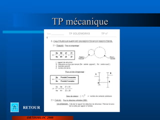 TP mécanique ORTHOBLOC 2000 RETOUR 