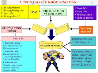 2. TPCN TẠO SỨC KHỎE SUNG MÃN:
1. Bổ sung vitamin
2. Bổ sung khoáng chất
3. Hoạt chất
4. Bổ sung chất AO
TPCN
 