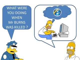 WHAT WERE
YOU DOING
WHEN
Mr BURNS
WAS KILLED ?