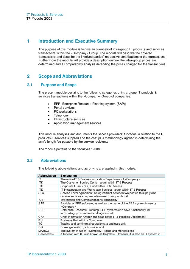 Transfer pricing documentation for tax purposes of IT services for an…