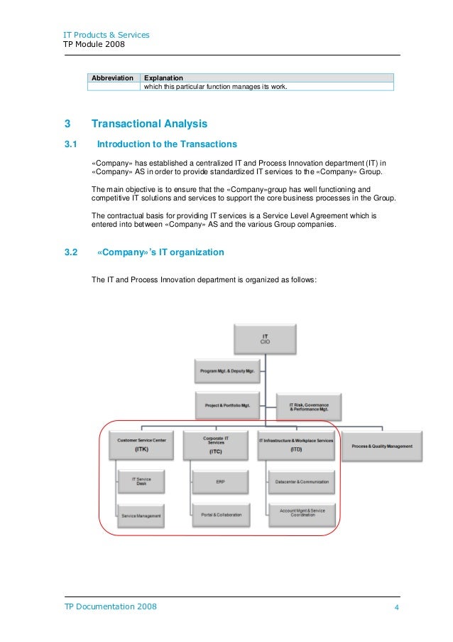 Transfer pricing documentation for tax purposes of IT services for an…
