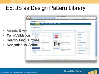 Modals/ ErrorForm ValidationSearch/ Find / BrowseNavigation vs. ActionExt JS as Design Pattern Library