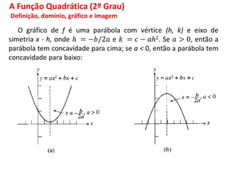 A Função Quadrática (2º Grau)
Definição, domínio, gráfico e imagem
 