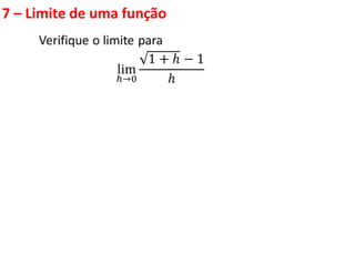 7 – Limite de uma função
 