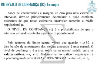 INTERVALO DE CONFIANÇA (IC): Exemplo
 