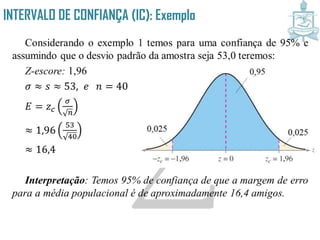 INTERVALO DE CONFIANÇA (IC): Exemplo
 